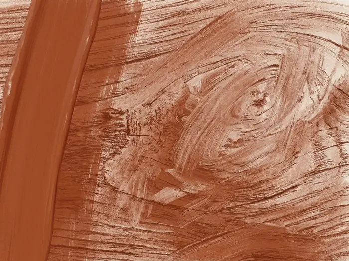 Close-up of wood grain with a fresh, even coat of finish visible along one edge